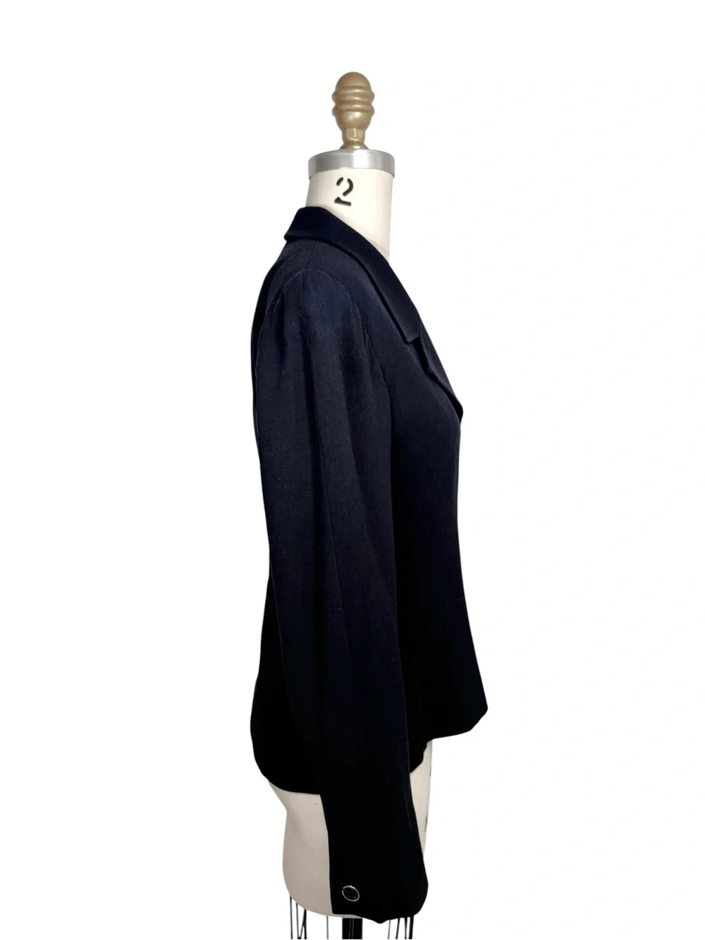 Vintage Chanel Navy Logo Button Tailored Blazer FR38